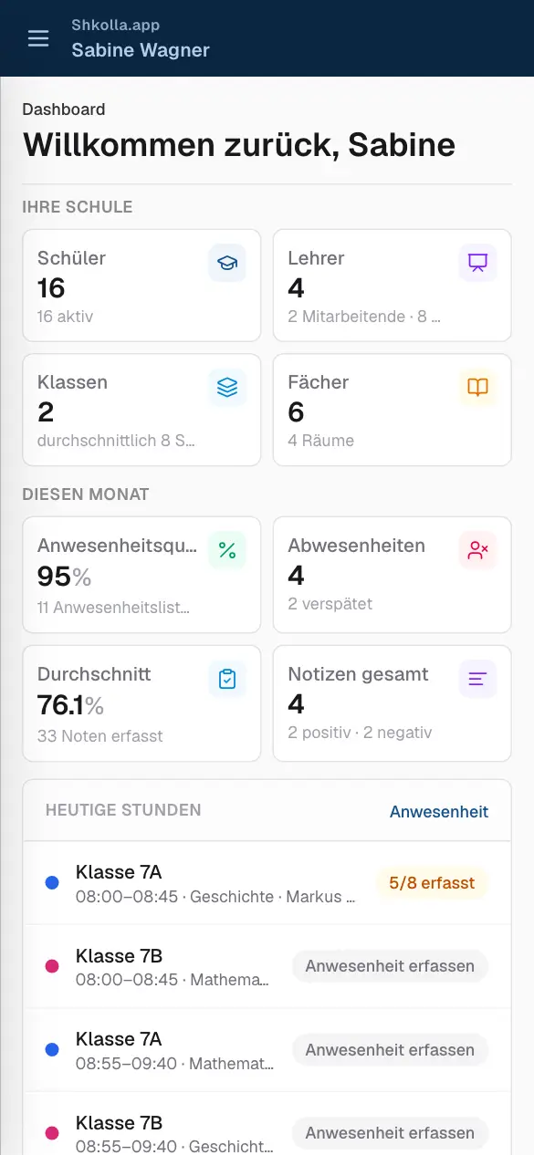 Shkolla.app auf dem Smartphone.