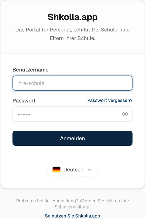 Die Anmeldeseite.