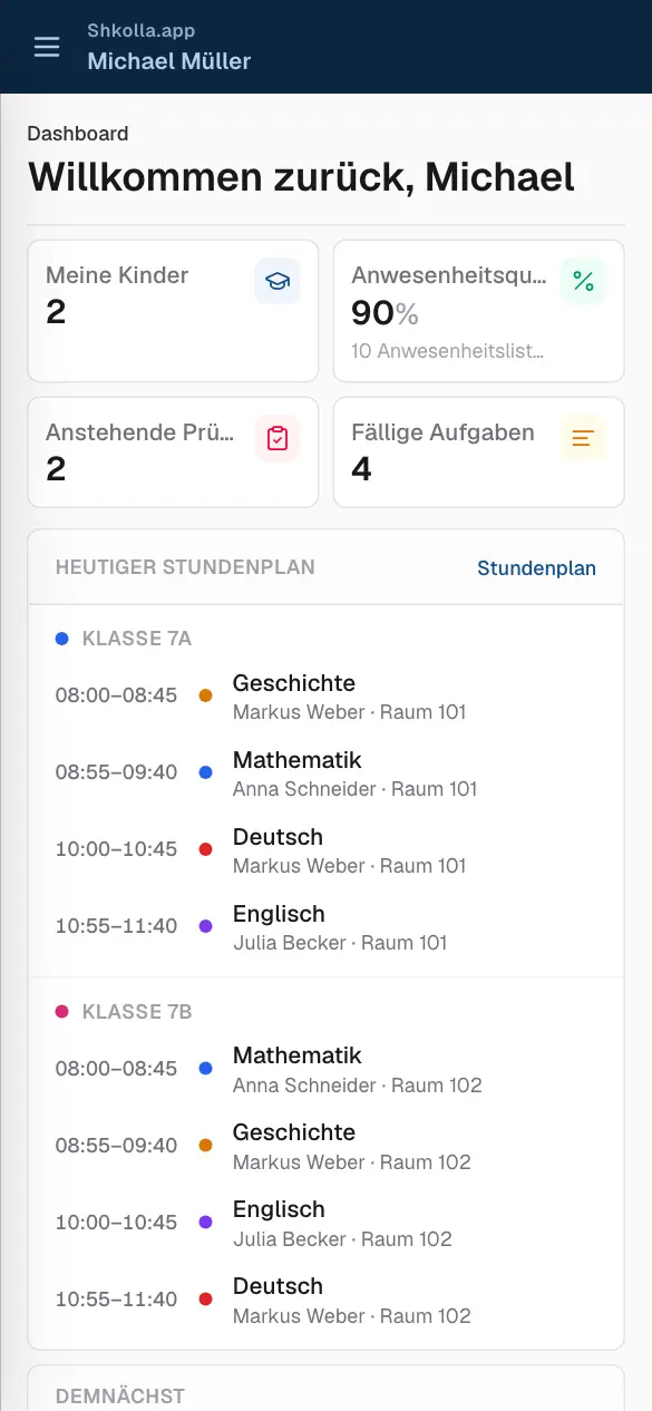 Shkolla.app auf dem Smartphone.