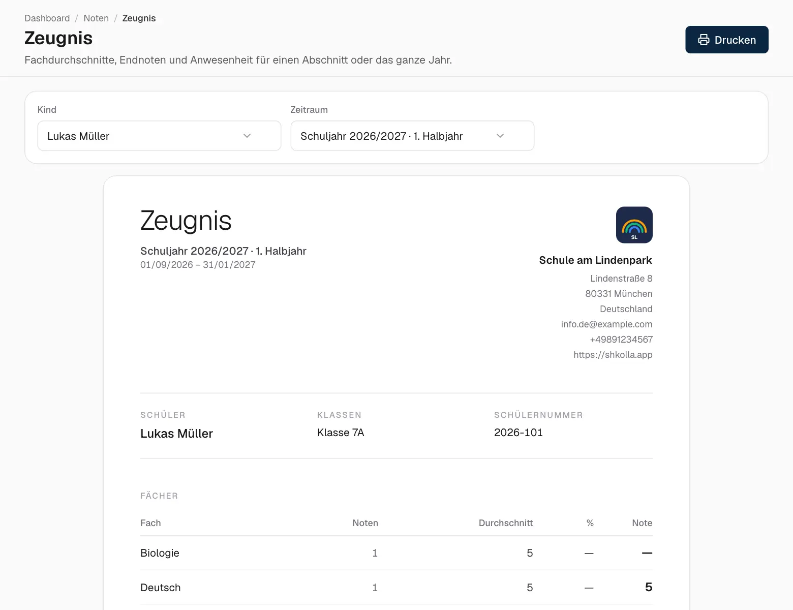 Ein Zeugnis.