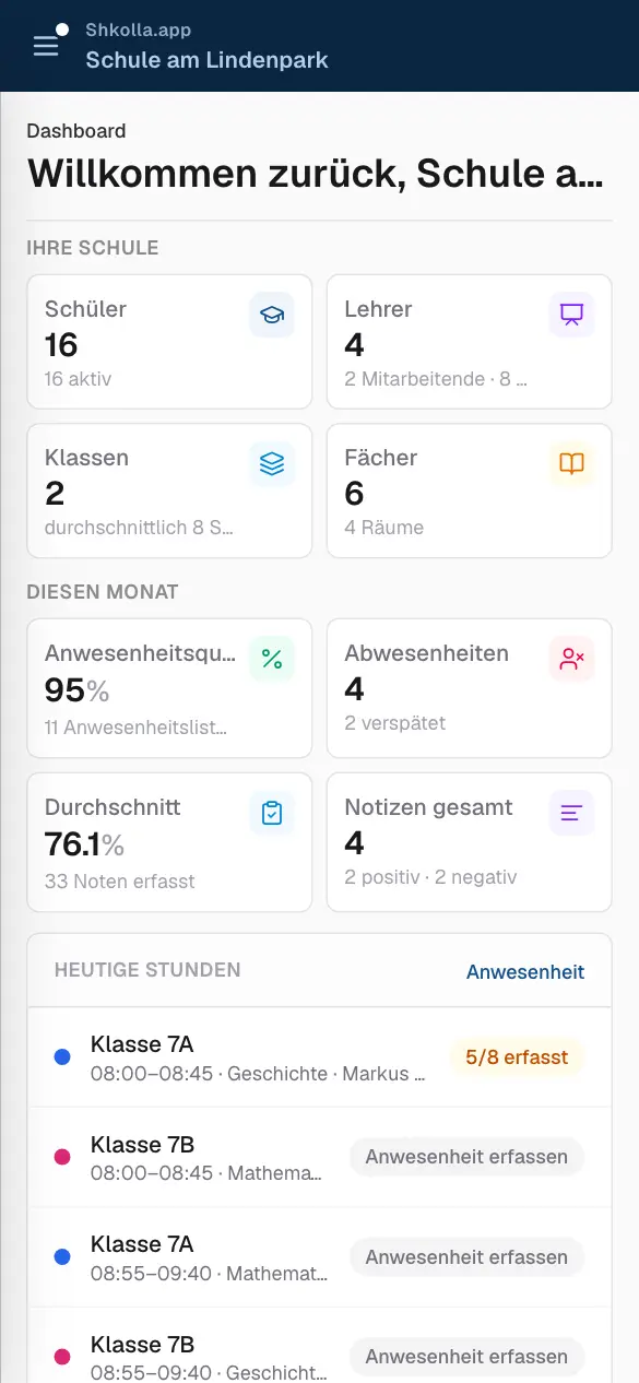 Shkolla.app auf dem Smartphone.
