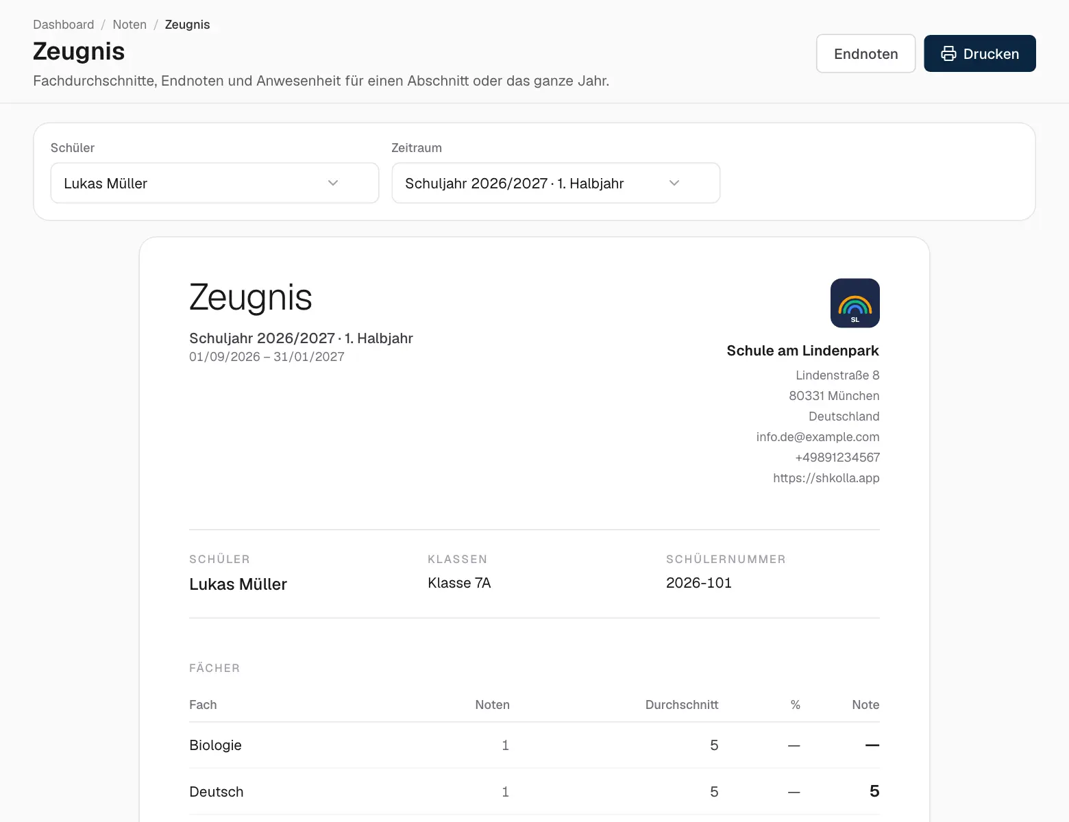 Ein Zeugnis.