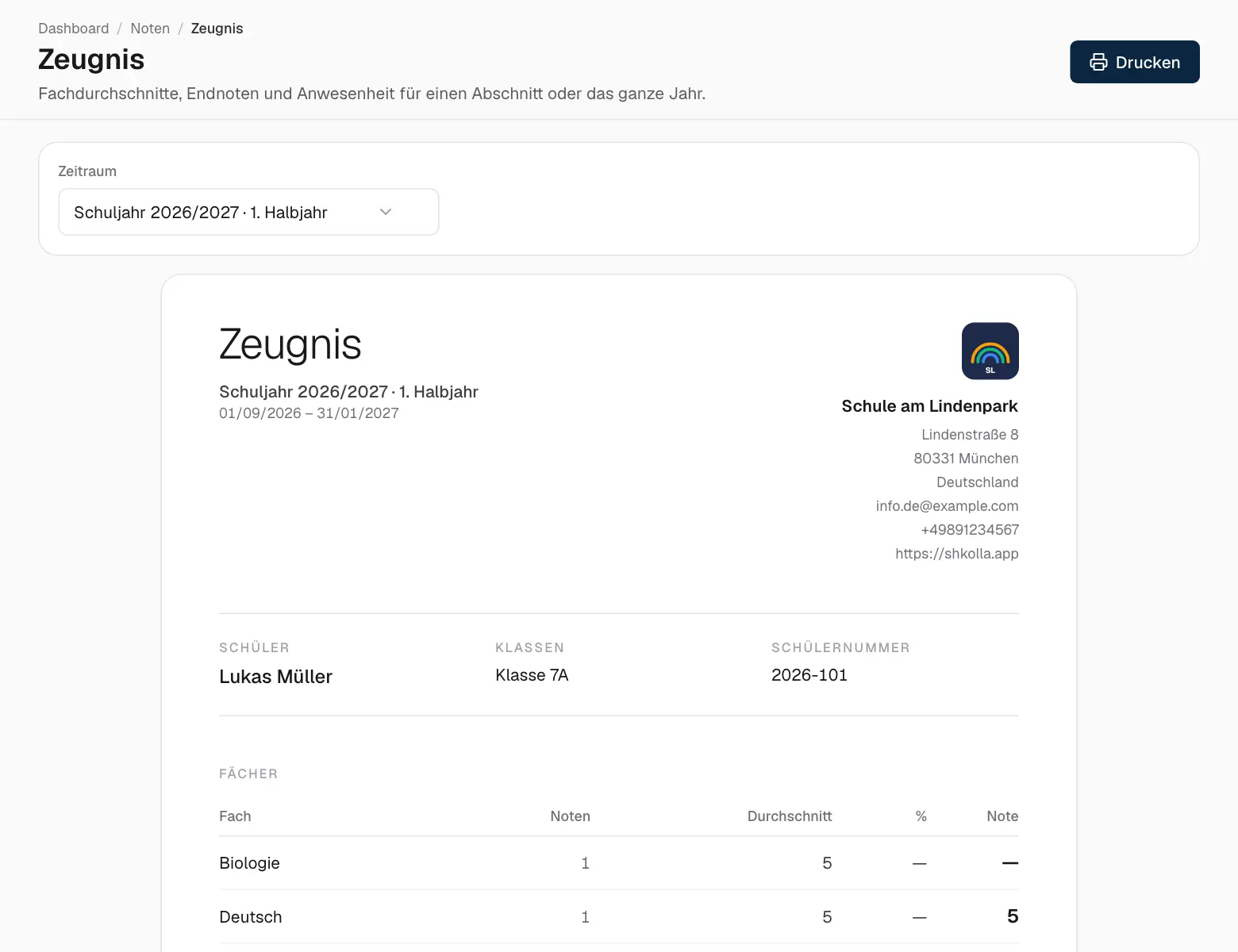Ein Zeugnis.