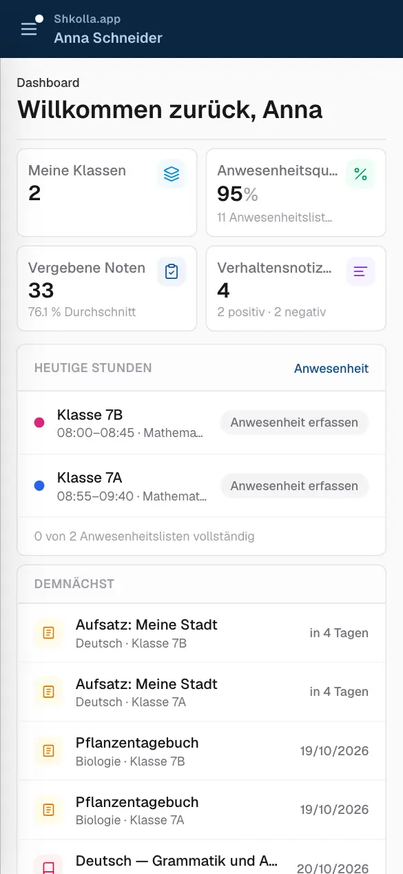 Shkolla.app auf dem Smartphone.