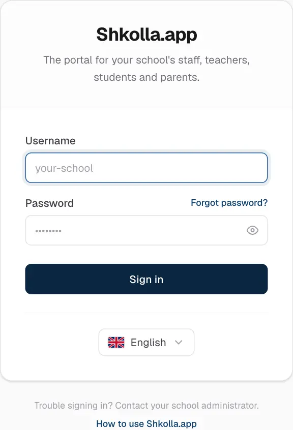 The sign-in page.