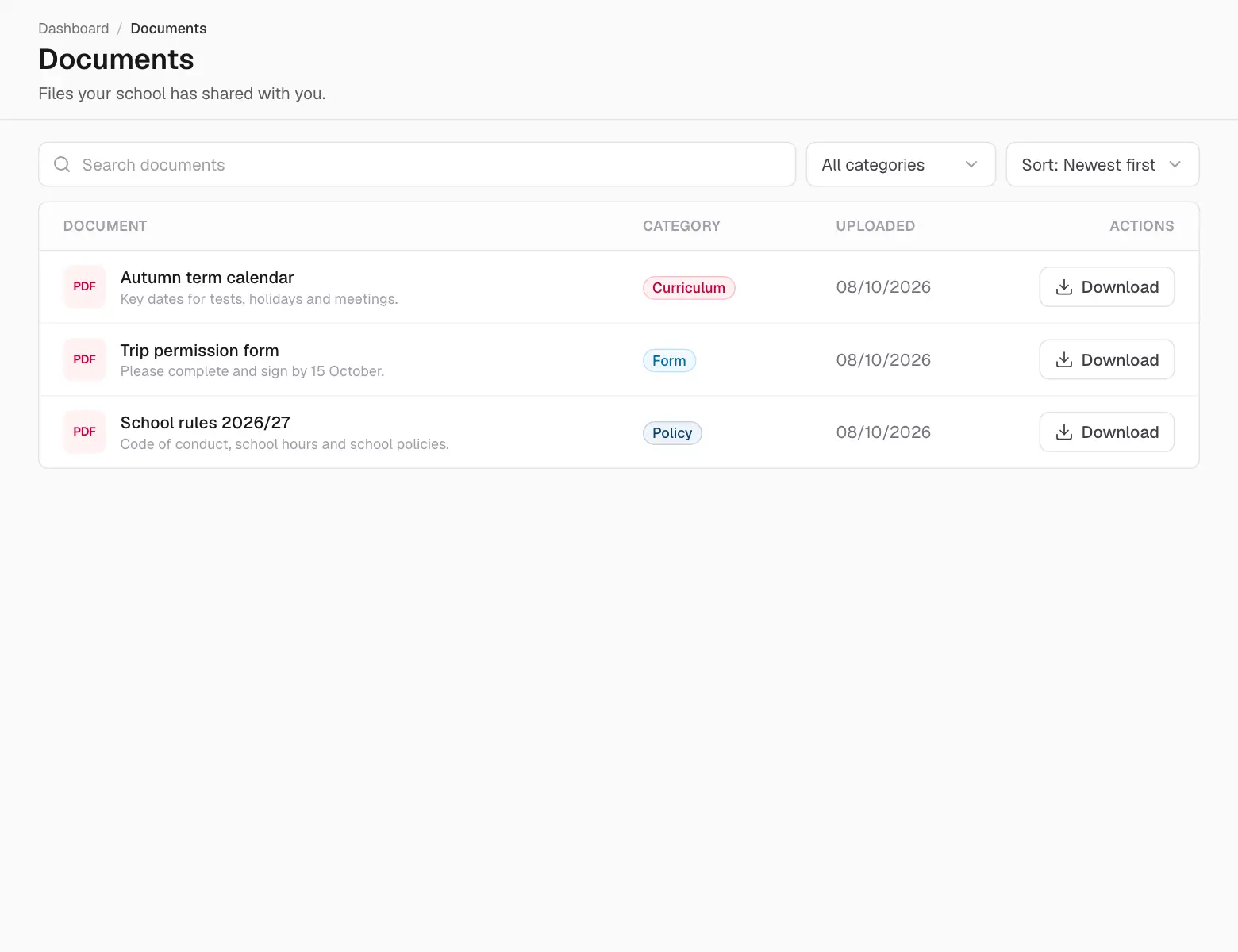 Documents shared with you.