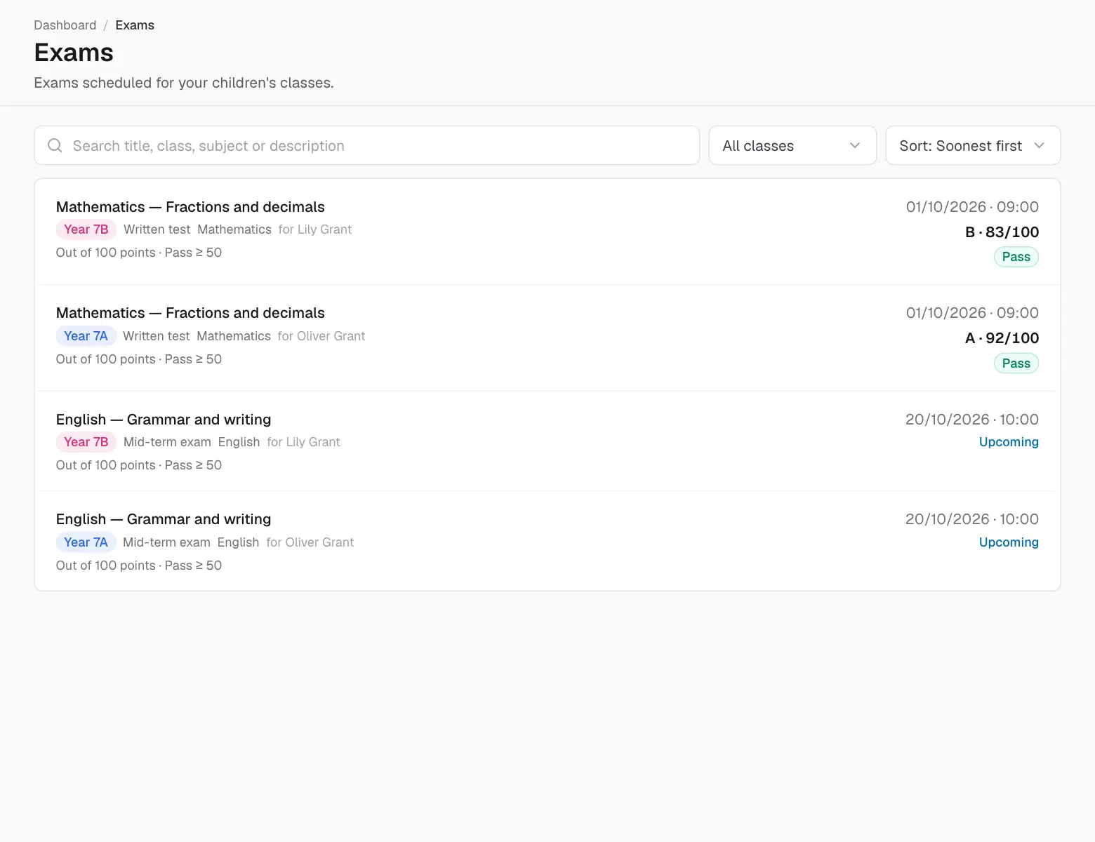 Exams.