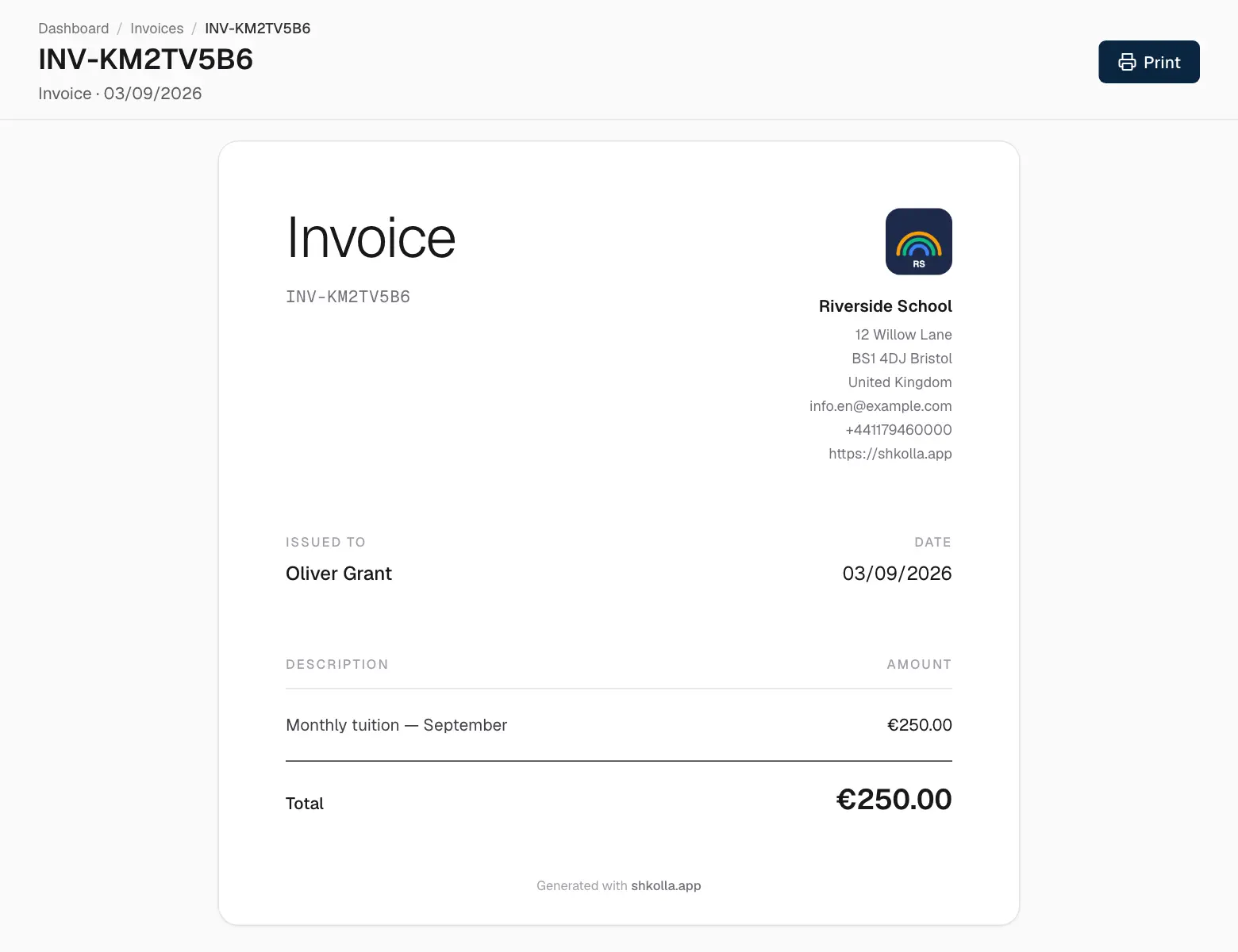 An invoice.