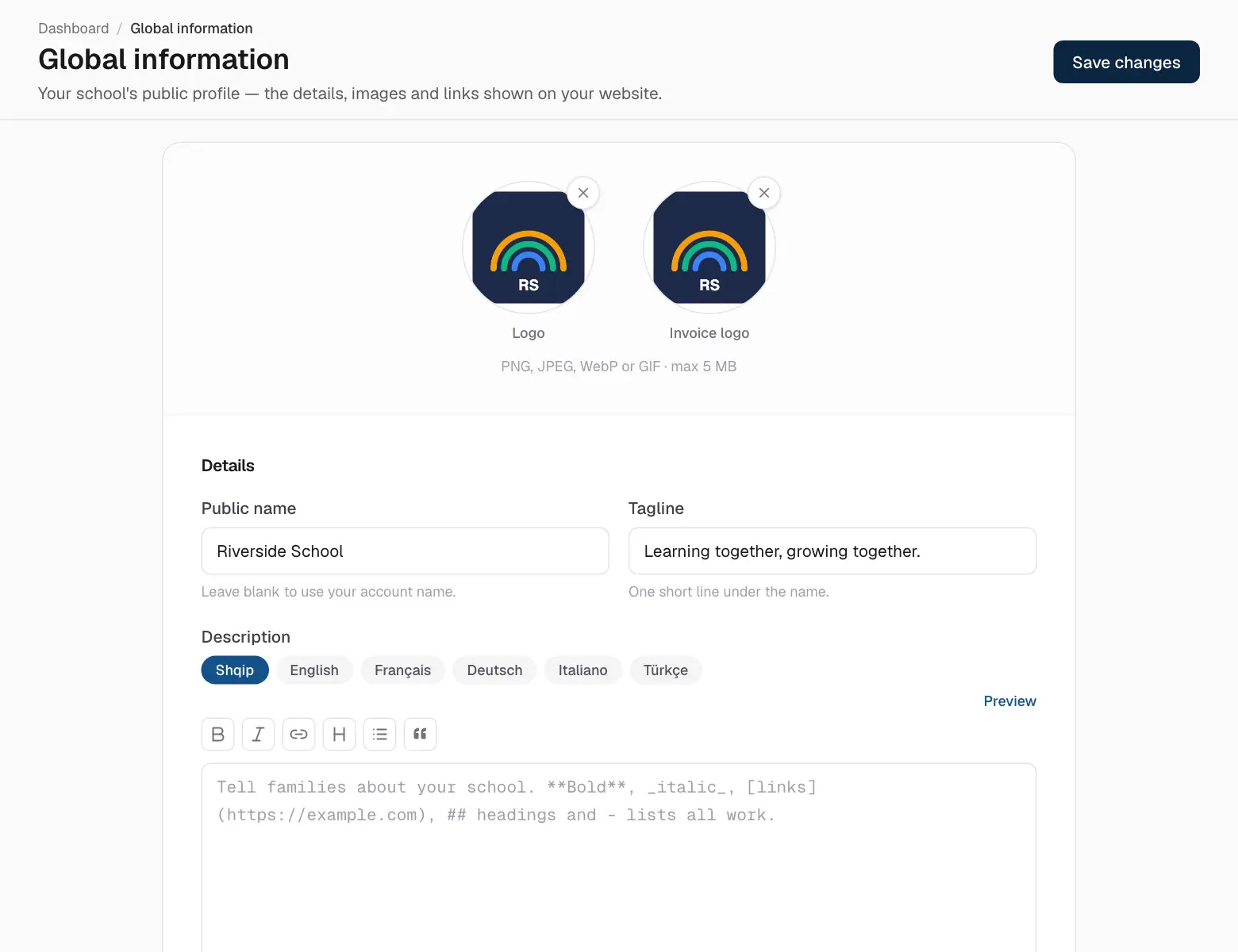 Your school's profile.