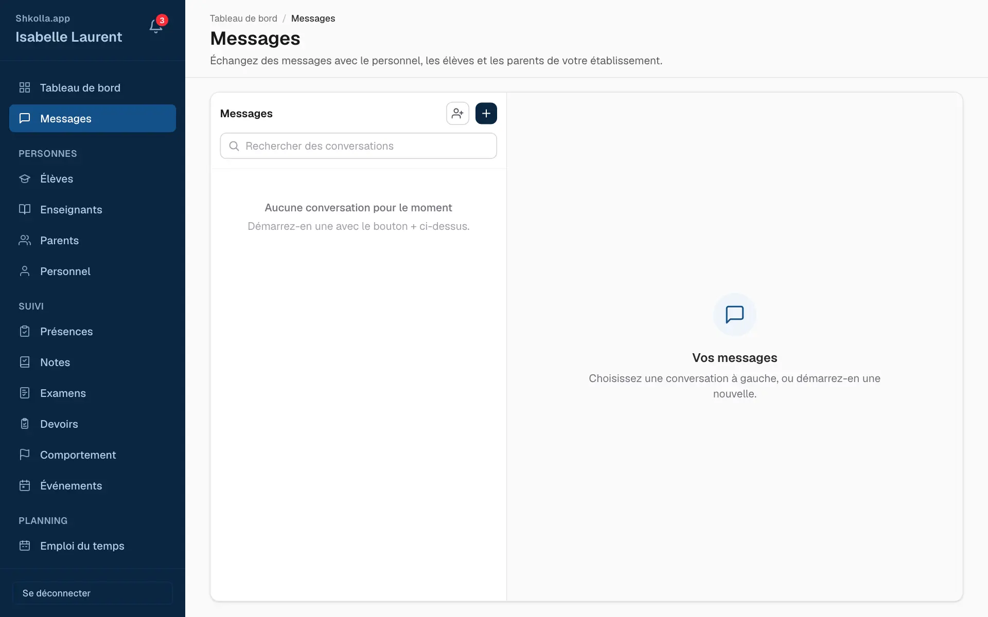 Les messages.