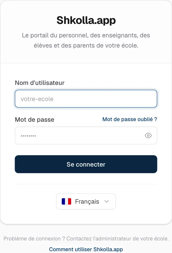 La page de connexion.