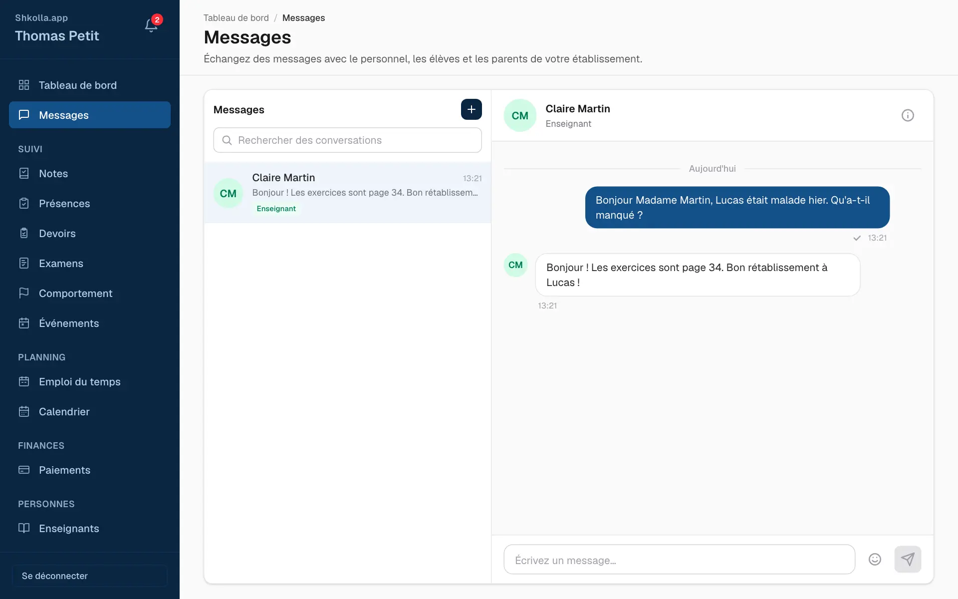 Les messages.