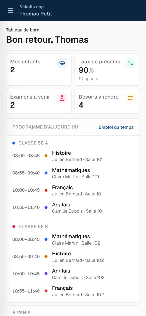 Shkolla.app sur un téléphone.