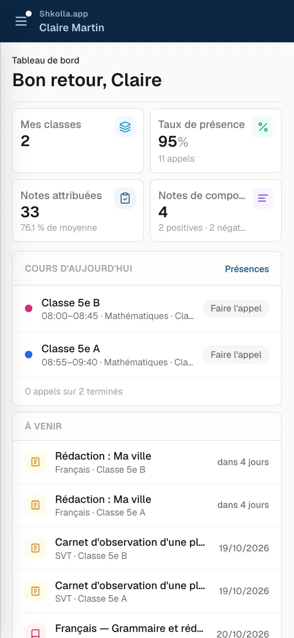 Shkolla.app sur un téléphone.