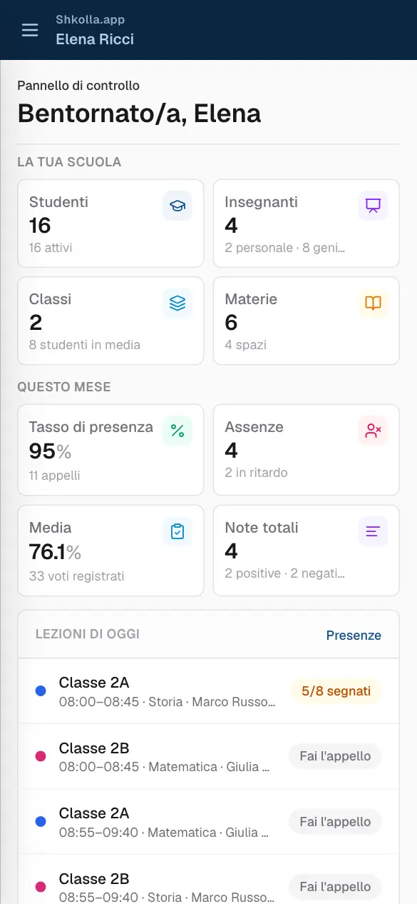 Shkolla.app sul telefono.