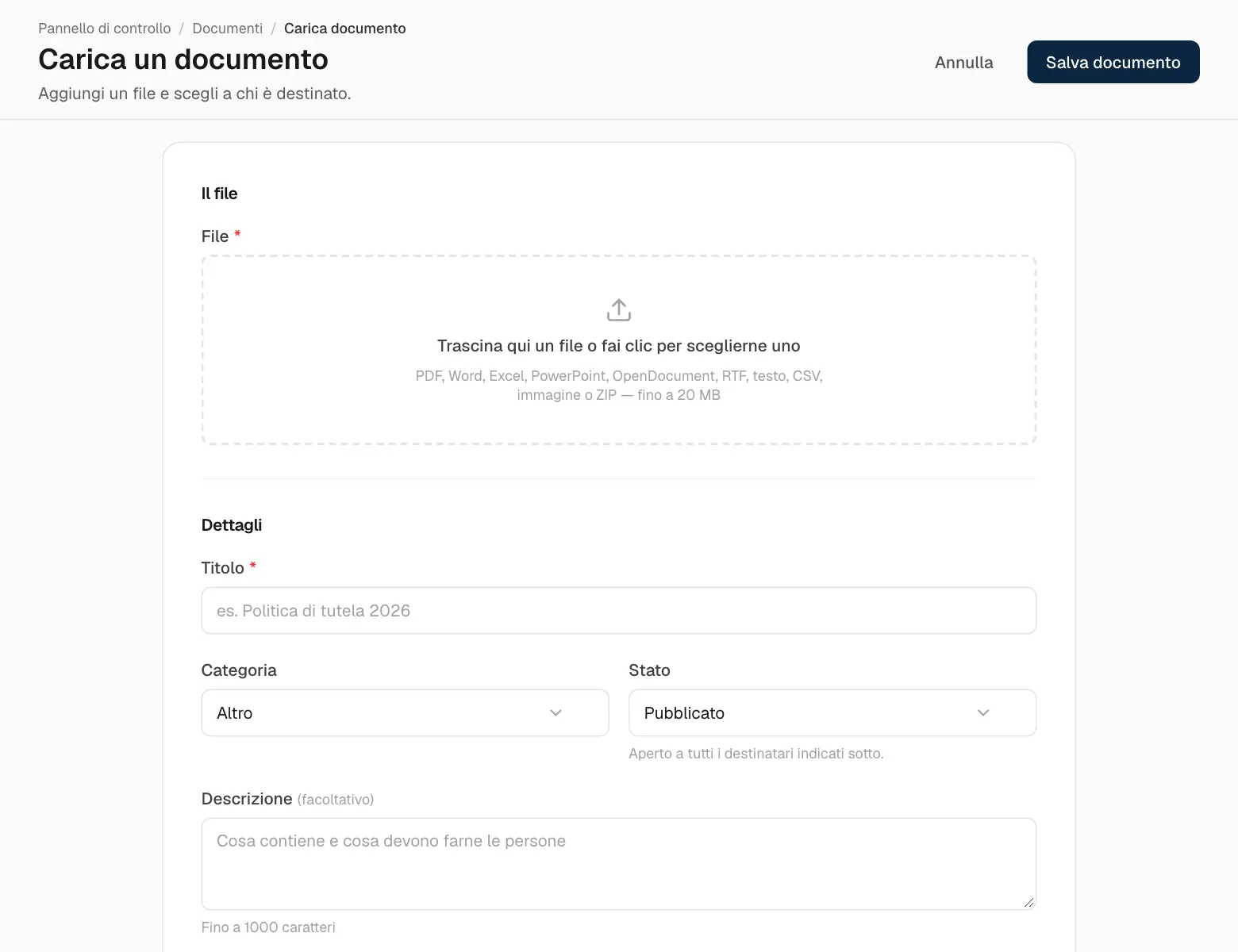 Caricare un documento.