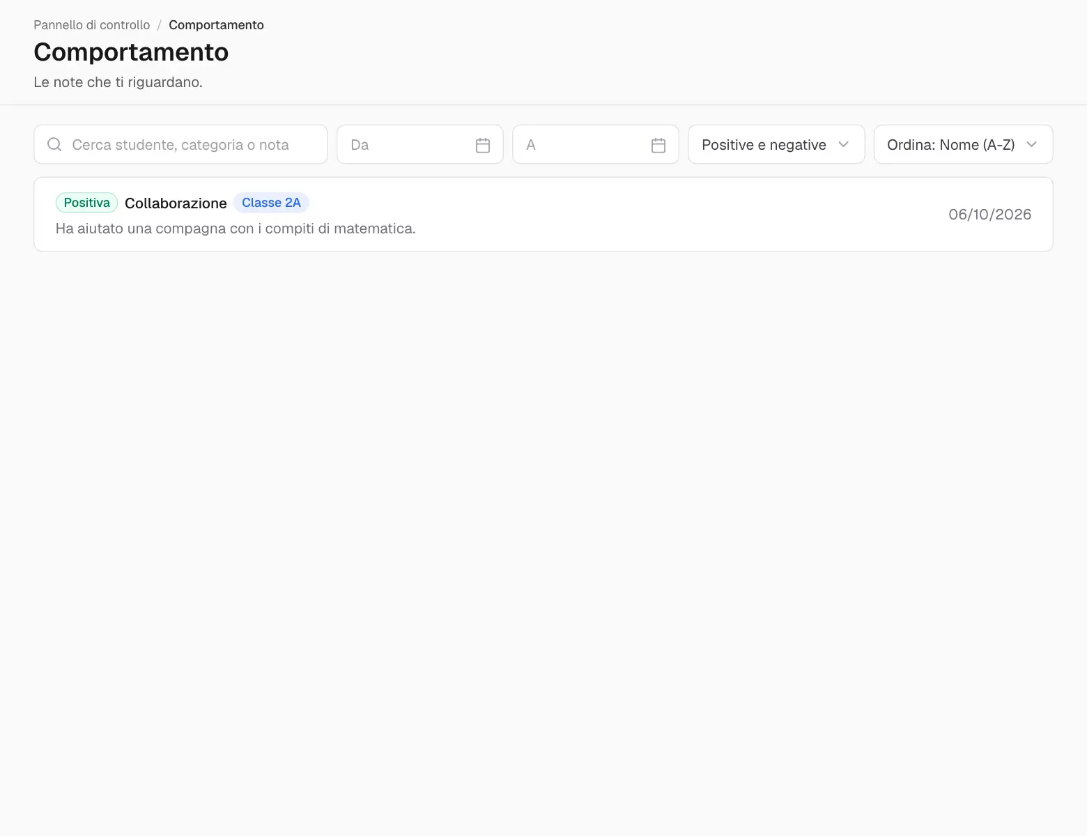 Le note di comportamento.