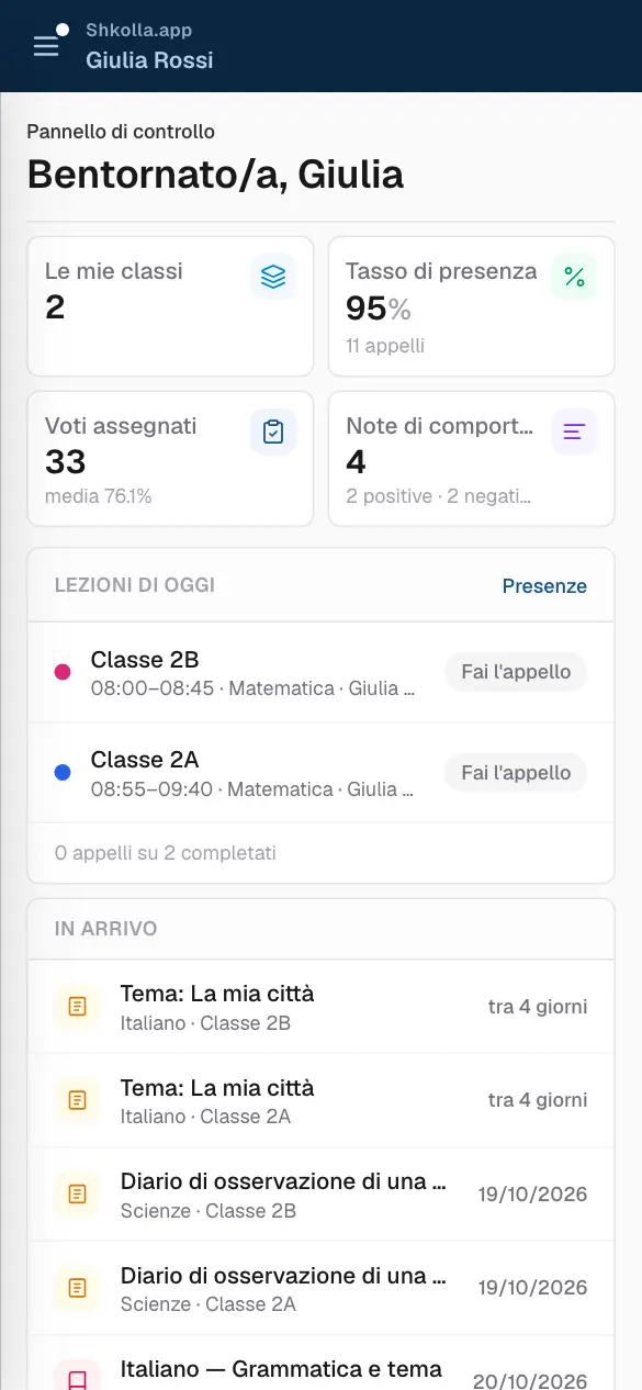 Shkolla.app sul telefono.