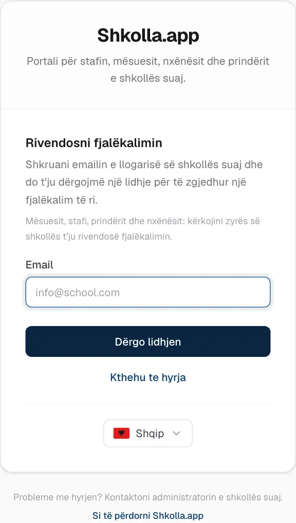 Kërkimi i lidhjes për rivendosje.