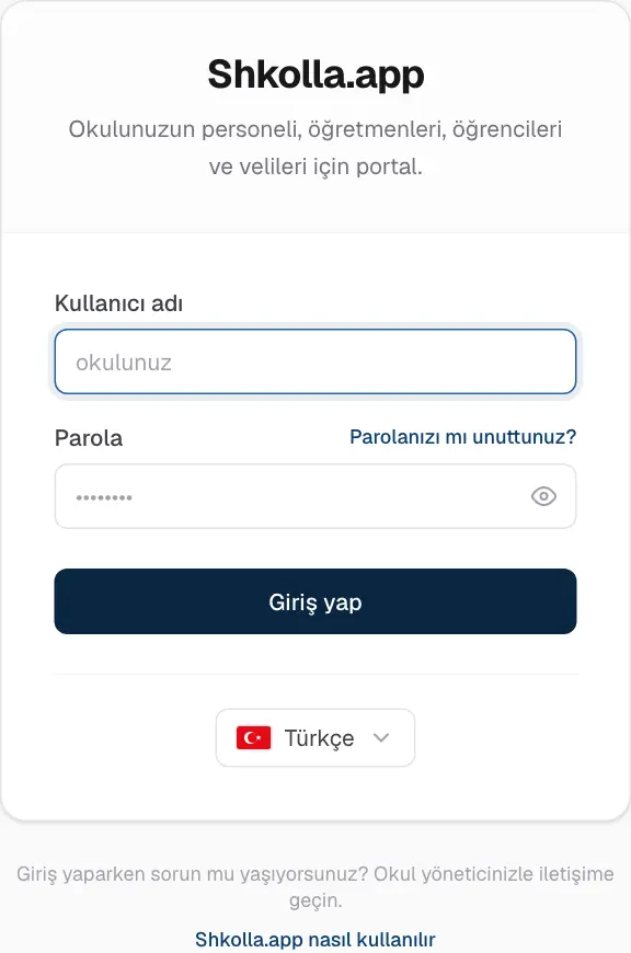Giriş sayfası.
